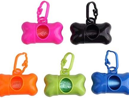5 PCS Bone Shaped Poop Bag Dispenser Pet Waste Disposal Bag Dispenser With Waste Bag (Random Color)