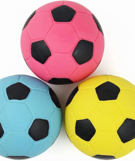 Squeaky Dog Ball, Soft Latex Rubber Squeaky Dog Toys for Small Dogs Puppies, Cute Bounce Squeak Toys Play Fetch Soccer Ball