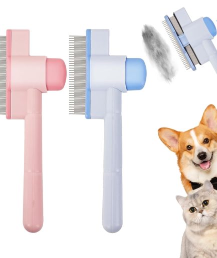 2PCS Flea Comb for Cats & Dogs – Magic Self-Cleaning Cat Grooming Brush with Stainless Steel Teeth, Cat Combs for Fleas and Ticks, Indoor Pets, Fine Tooth Comb for Kittens