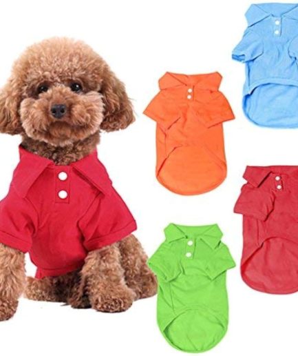 4 Pieces Dog T-Shirt, Breathable Pet Shirts, Puppy Sweatshirt Dog Clothes Outfit Apparel Coats for Small Medium Dogs Cats (Blue, Green, Red, Orange) - Large