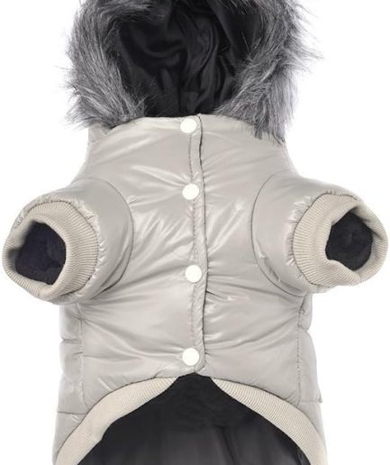 Warm Dog Coat Small Dogs Waterproof Dog Jacket Extra Warm Doggie Winter Coat Windproof Puffer Jacket, Grey S