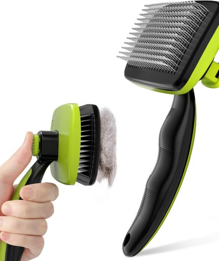 Self-Cleaning Slicker Brush for Dogs, Cats, Lightweight Dog Brush for Shedding Massaging Grooming, Cat Brush Gently Removes Loose Fur Undercoat for Small Dogs Cats Rabbits of All Hair Types