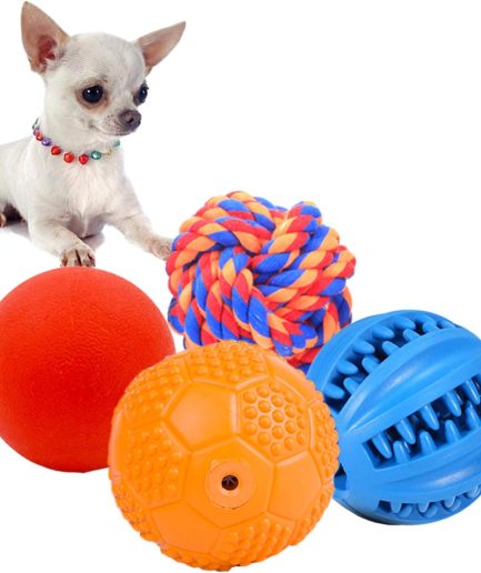 Puppy Balls - Pack with Different Functions & Teething Toys for Small Dogs, Squeaky Dog Balls, Rubber Chew Toys for Enrichment
