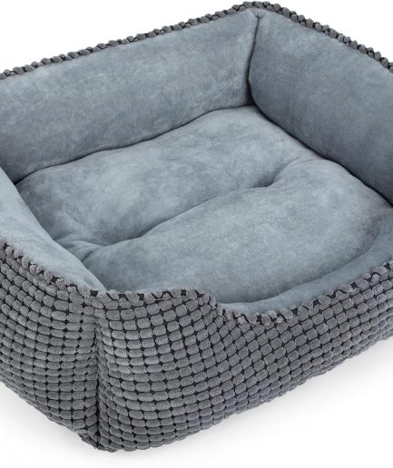 Dog Bed for Large Medium Small Dogs, Rectangle Washable Sleeping Puppy Bed, Soft Calming Cat Beds for Indoor Cats, Orthopedic Pet Sofa Bed, Anti-Slip Bottom with Multiple Size (20'', Grey)