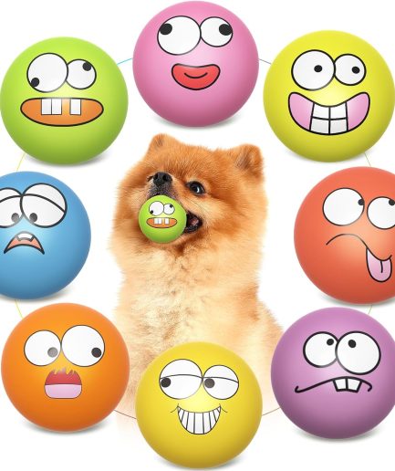 Squeaky Dog Toys Soft Latex Rubber Squeaky Dog Balls for Puppy Small Pet Dogs (8 Pack) (Round Balls)