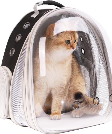 Front Expandable Large Cat Backpack Carrier, Fit up to 20 lbs, Space Capsule Bubble Window Pet Carrier Backpack for Large Fat Cat and Small Puppy